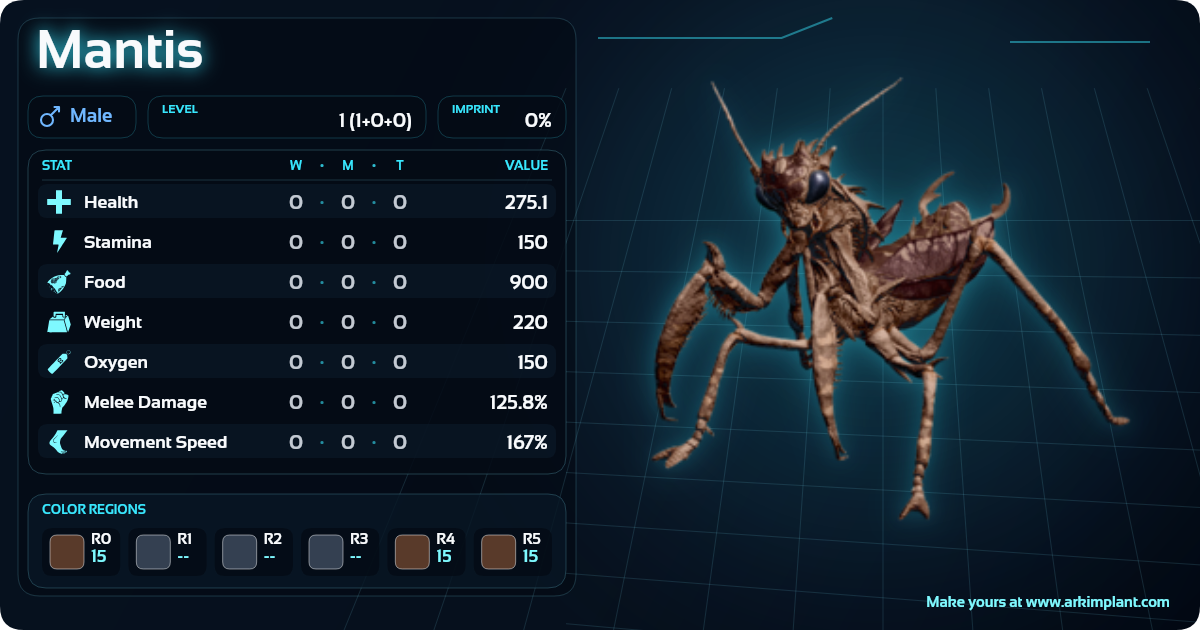 Mantis Color Build + Stats - Ark Implant