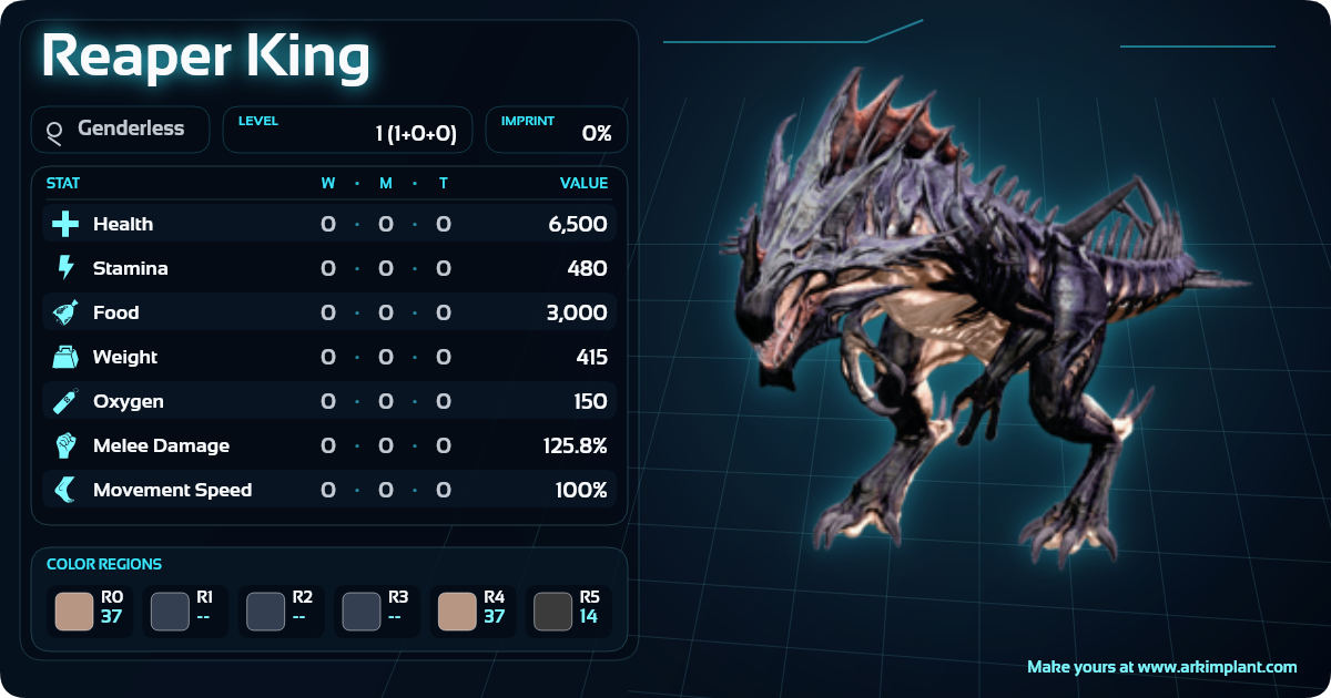 Reaper King Color Build + Stats - Ark Implant