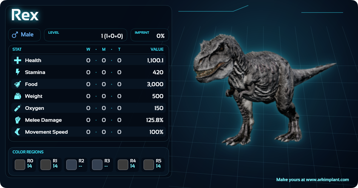 Rex Color Build + Stats - Ark Implant