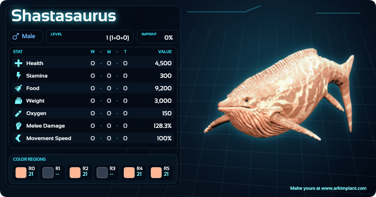 Shastasaurus Color Build + Stats - Ark Implant